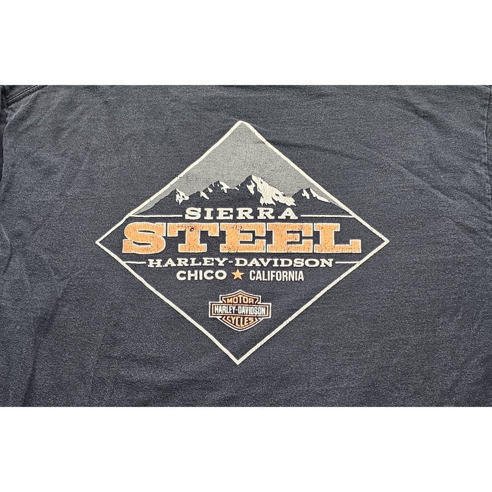 Harley-Davidson Sierra Steel Chico CA Long Sleeve Graphic T-Shirt Black Mens L
